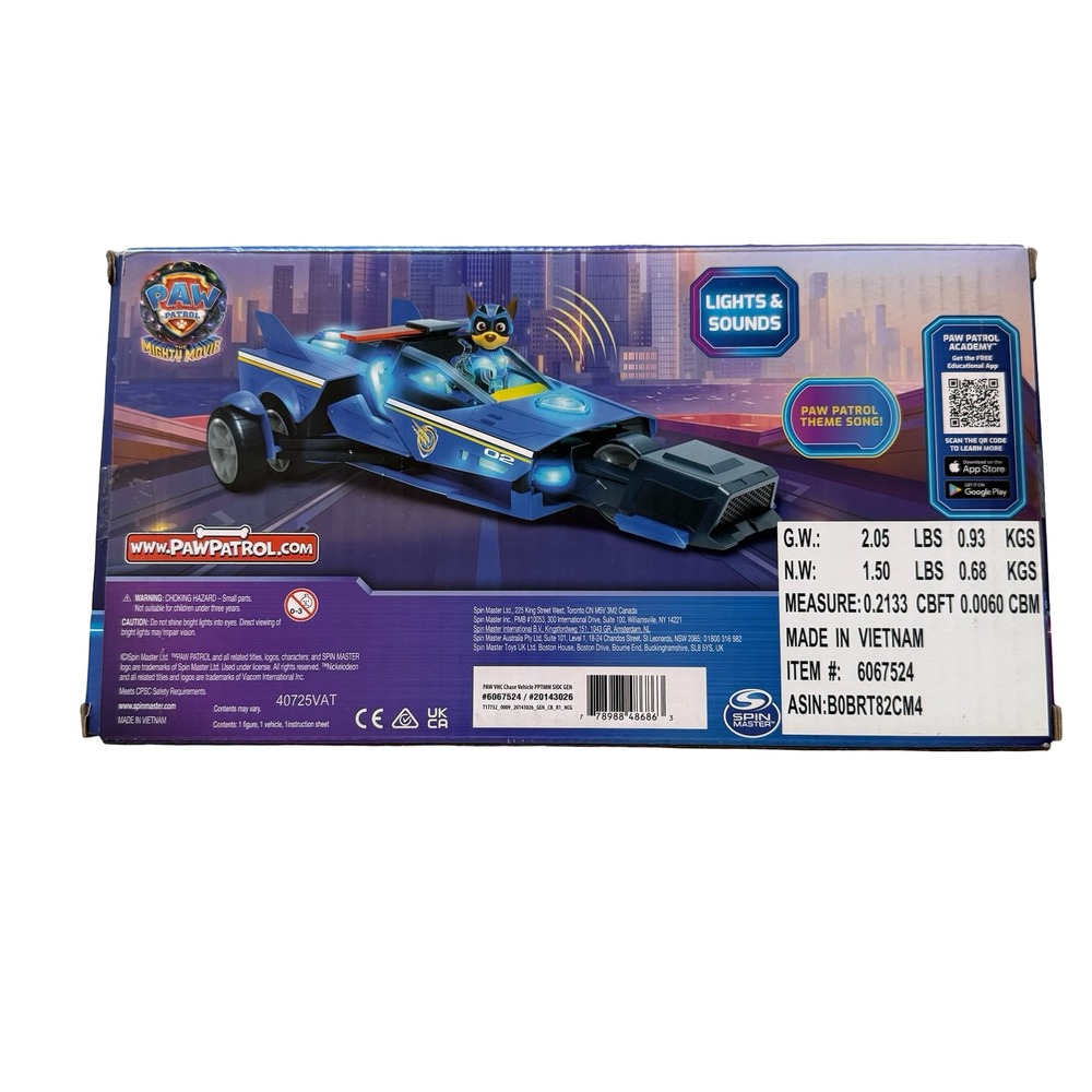 Paw Patrol Chase Mighty Transforming Cruiser Blue Lights Sounds Kids Toy NIB
